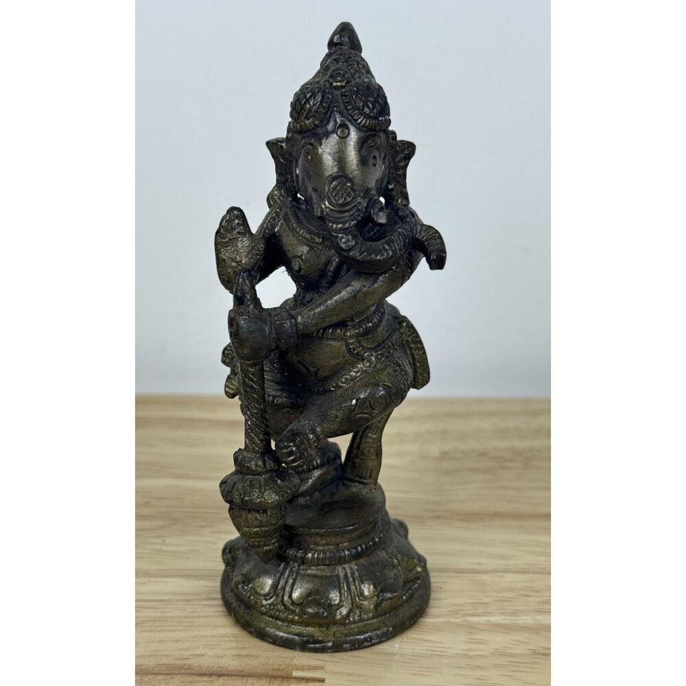 Hindu India Ganesh God Elephant Statue Figurine Metal Sculpture Tibet Idol Brass